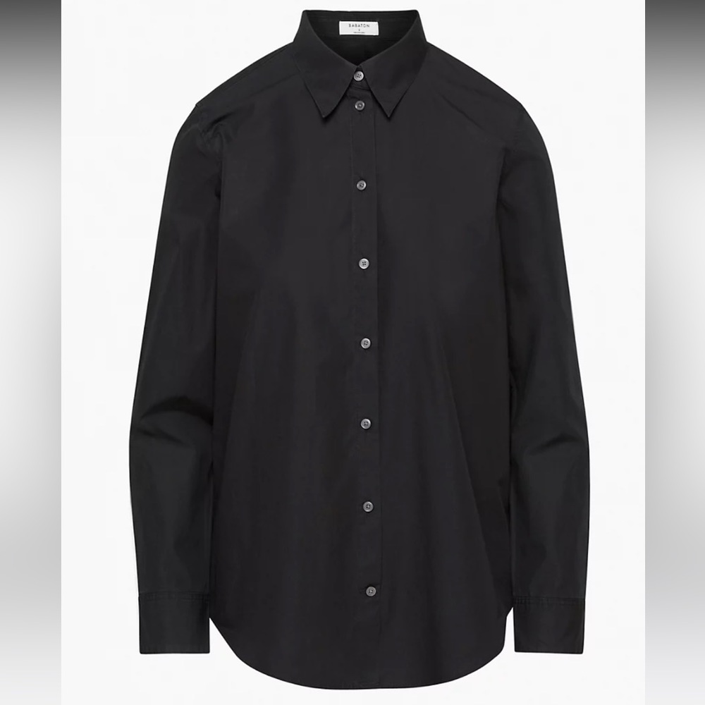 NWT Babaton Aritzia essential black button down top